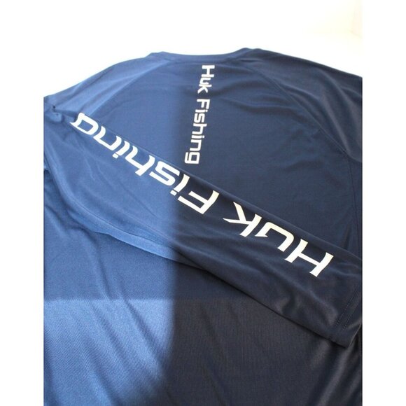 Huk Shirt Mens Performance Fishing SM Icon X Long Sleeve Navy Rash Guard Summer - Picture 6 of 8